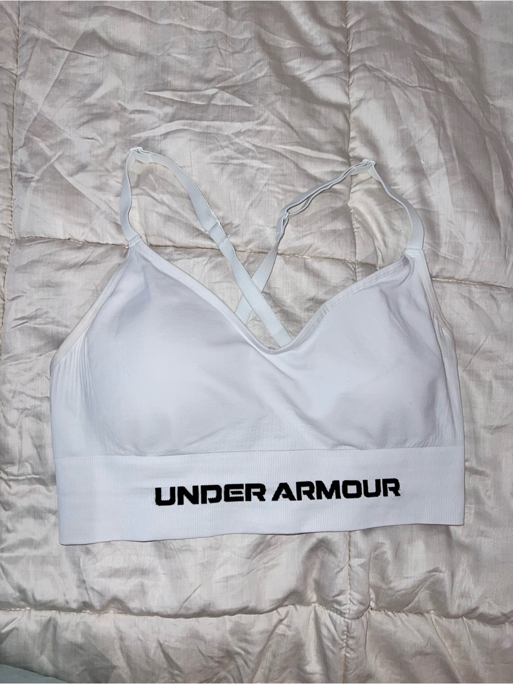 Under Armour White Seamless Cross-Back Sports Bra